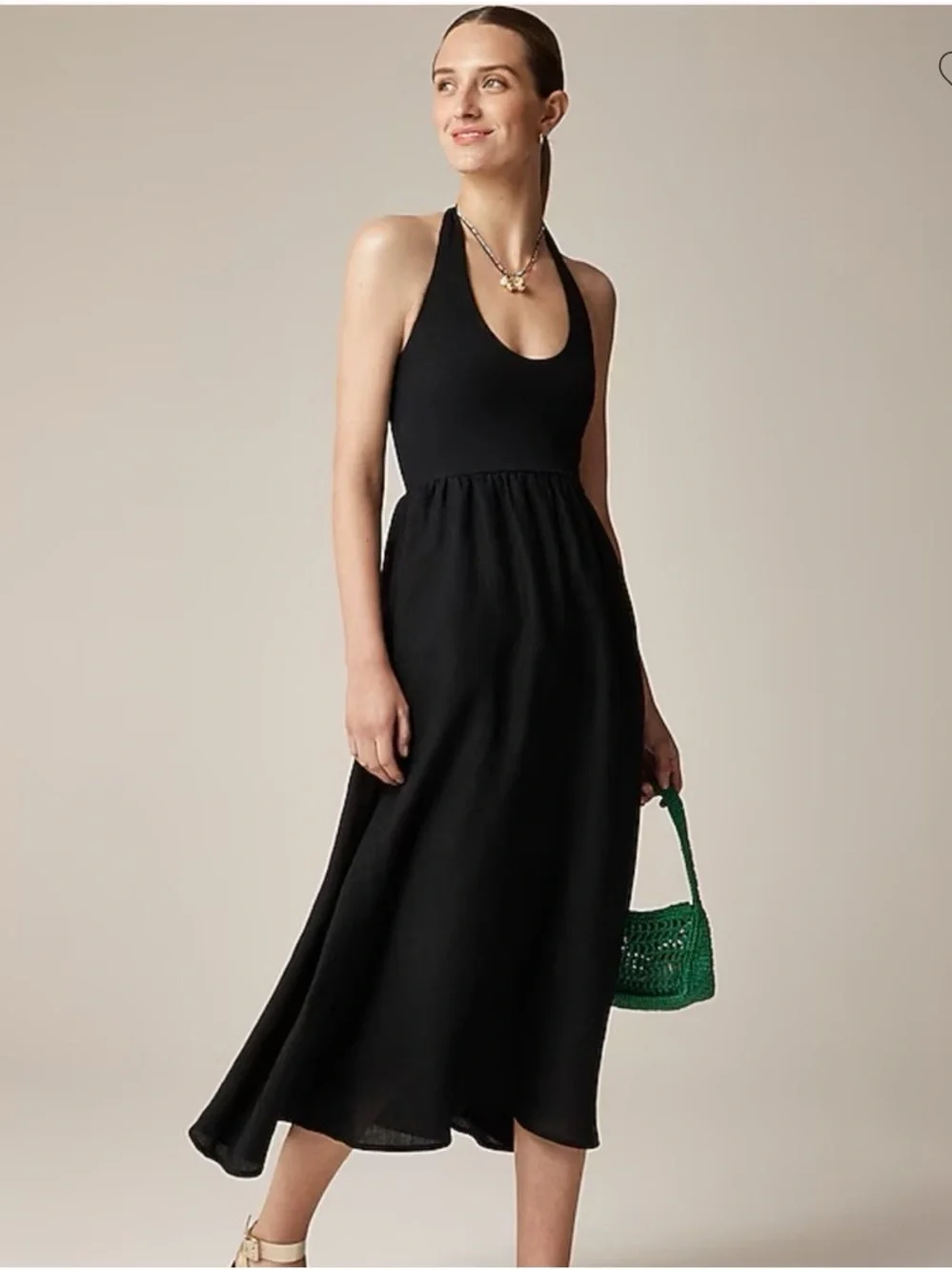 J. Crew Halter Mixy Dress Midi in Black Size Small NWT